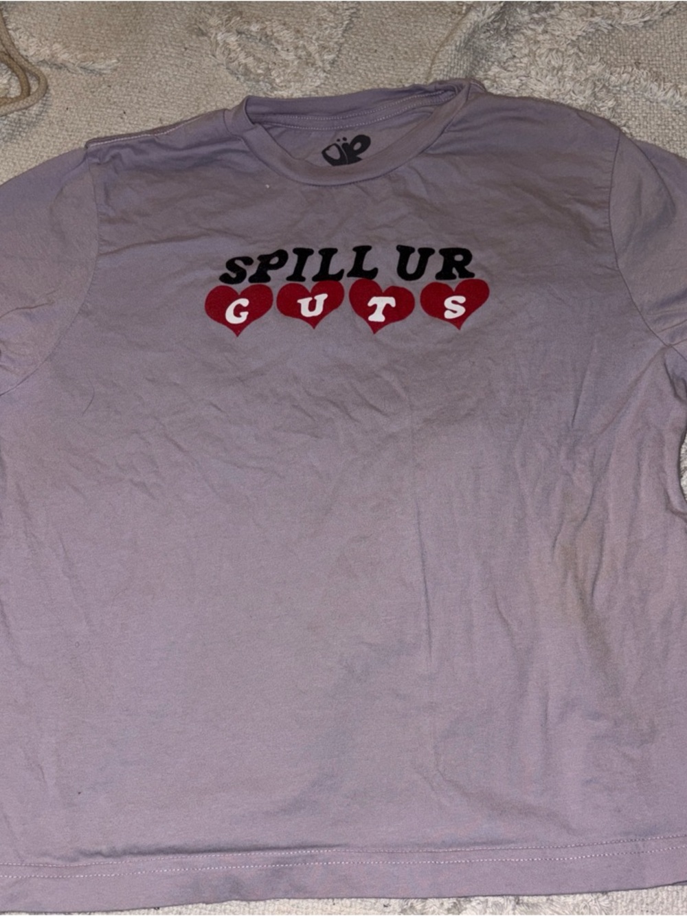 Olivia Rodrigo Lavender 'Spill Ur Guts' Heart Graphic Tee